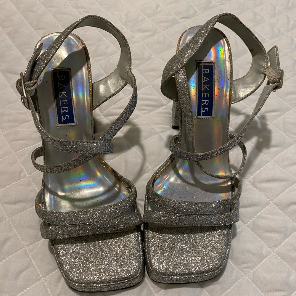 Bakers Rita Silver Glitter Chunky Sandal